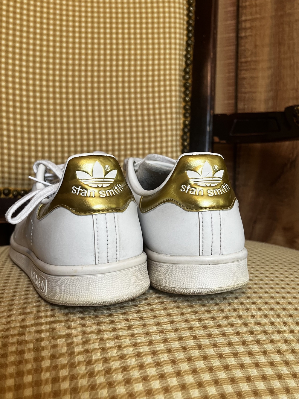 💋 Adidas Stan Smith ”White Gold Metallic” Sneakers